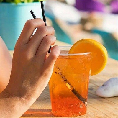 100Pcs Black Drinking Straws with Straw Brush Cocktail