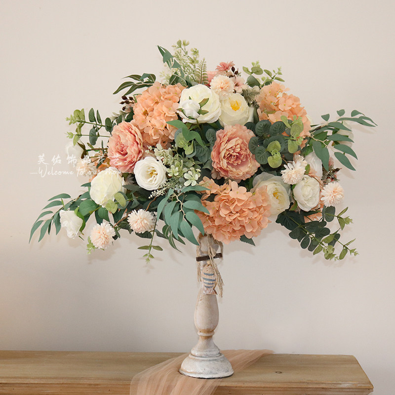 仿真复古花球木烛台装浪百搭装饰摆件婚礼家居圆桌餐桌布置,节庆用品/礼品,婚庆绢花,淘宝优惠券,粉丝福利购,淘宝优惠卷