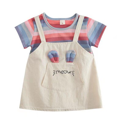 Girls Summer Cartoon Dress New Childrens Cotton Half Sleeve