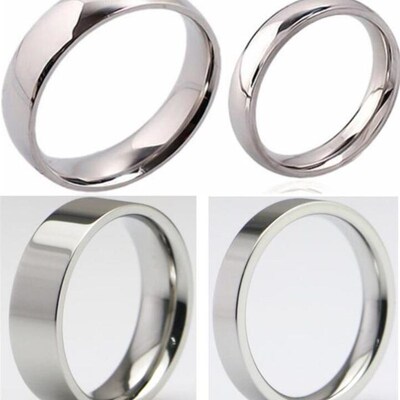 100x Polish 4mm 6mm Mix Classtic Stainless Steel Wedding Ban