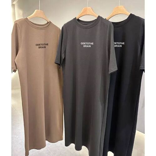 Plus Size Loose Short Sleeved Round Neck Dress Women 2025