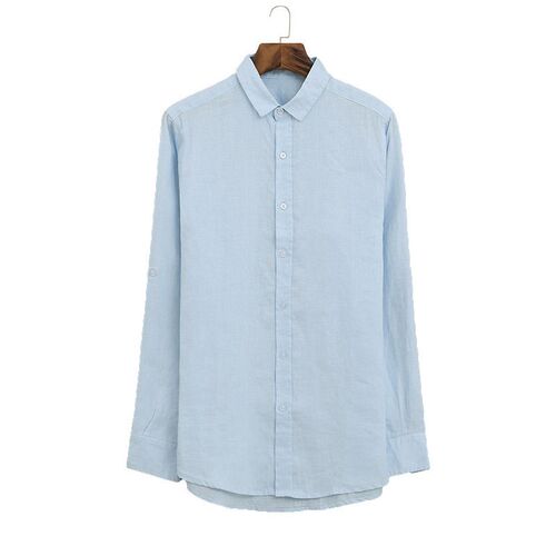 Spring Linen Mens Simple All-match Casual Linen Shirt Loose