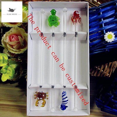 Marine animals Figurines Cocktail Wine Glass Stirring Sticks