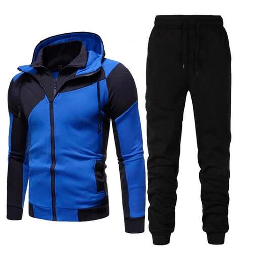 2025 Mens Stylish Colorblock Double Zipper Hooded Cardigan S