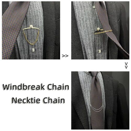 Tie Chain Mens Necktie Windbreak Chain Metal U-chain Dress S
