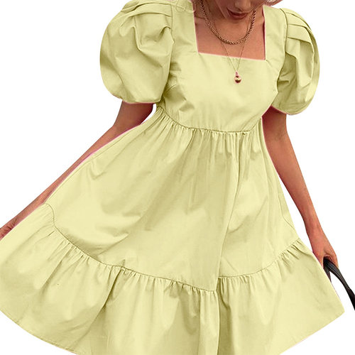 Womens Off Shoulder Flounce Puffy Sleeve High Waist