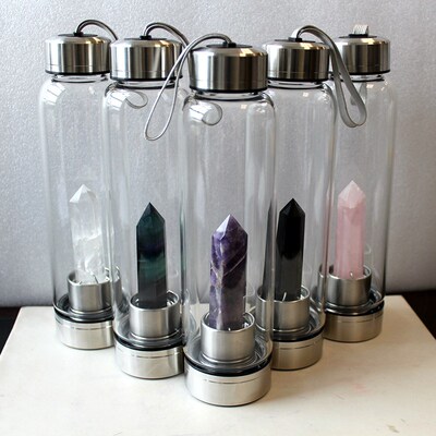 water bottle Drop Shipping Natural Crystal Point Healing Obe