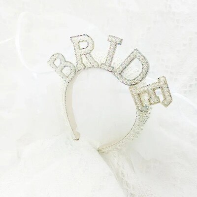 Bride to be Pearl crown Headband Bach Bachelorette hen Party