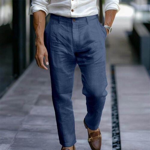 Mens youth linen diagonal pocket outdoor breathable pants