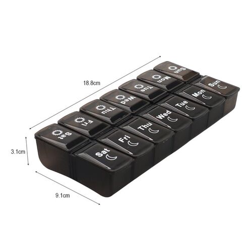 1/2 pack 7 days weekly pill case 28/14 grids medicine tablte