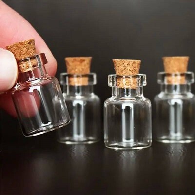 Mini Clear Glass Bottles with Clear Cork Stopper Message Bot