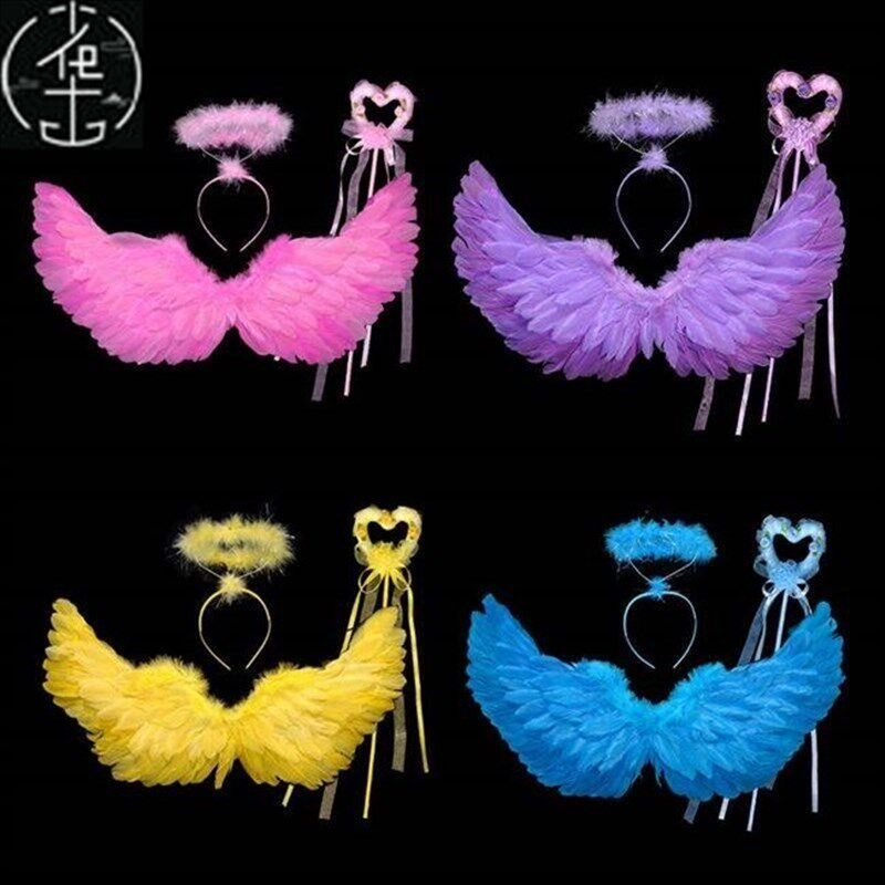 angel wings white feathers winged wings adult children图片