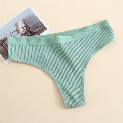 3 Pcs Seamless Ladies Ribbed Cotton Thong Simple Womens Low