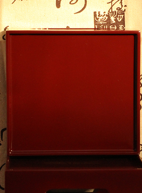 大漆海棠口全红正方形小台桌茶盘文盘复古摆件花瓶绿植茶杯底座