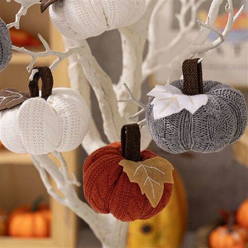 Crochet Pumpkins Decoration Handmade Knitted Pumpkin Decor