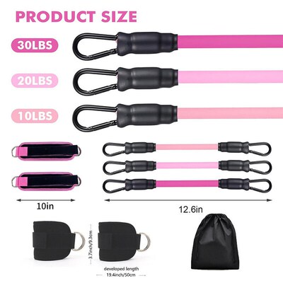 Stretch Resistance Band Set With Ankle Straps Glute Leg