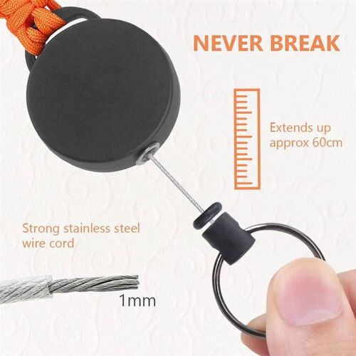Retractable Keychain Anti-Theft Badge Reel Carabiner Hook Ou