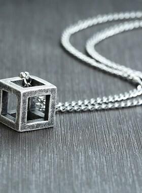 Vnox Retro Hollow Cube Pendant for Men Stainless Steel Squar