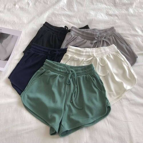 Ice Silk Threaded Shorts Womens Summer Loose Tight Waist Wi