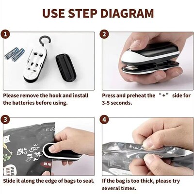 1Pc Mini Portable Food Sealer Heat Sealing Machine Package