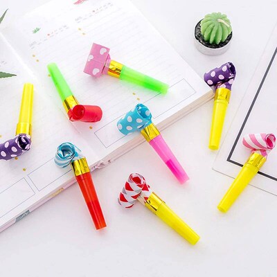 20/40PCS Colorful Stripes Party Blower Blowout Horn Whistle