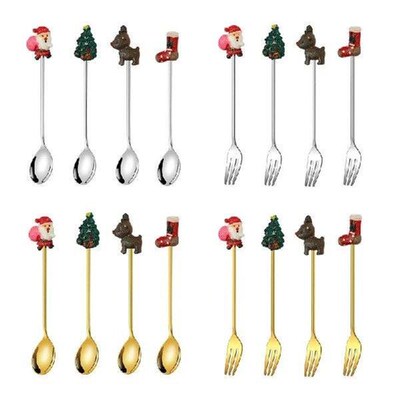 4 Pack Stainless Steel Cake Spoon Tasting Dessert Fork