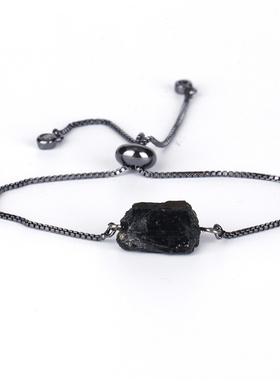 Natutal Raw Rough Black Tourmaline Beads 6mm Round Hematite