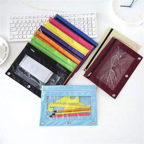 3 Holes Pencil Case Zipper Transparent Loose-Leaf Binder