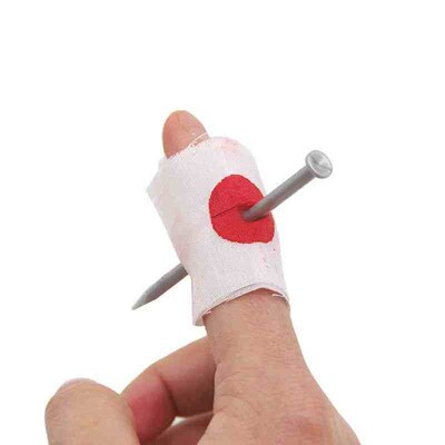 New Prank Joke Toys Fake Nail Through Finger Trick Halloween