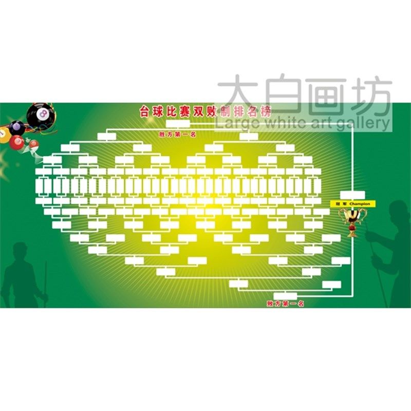 台球厅比赛败制晋级表32人数桌球室墙壁画司诺克8球海报墙贴画
