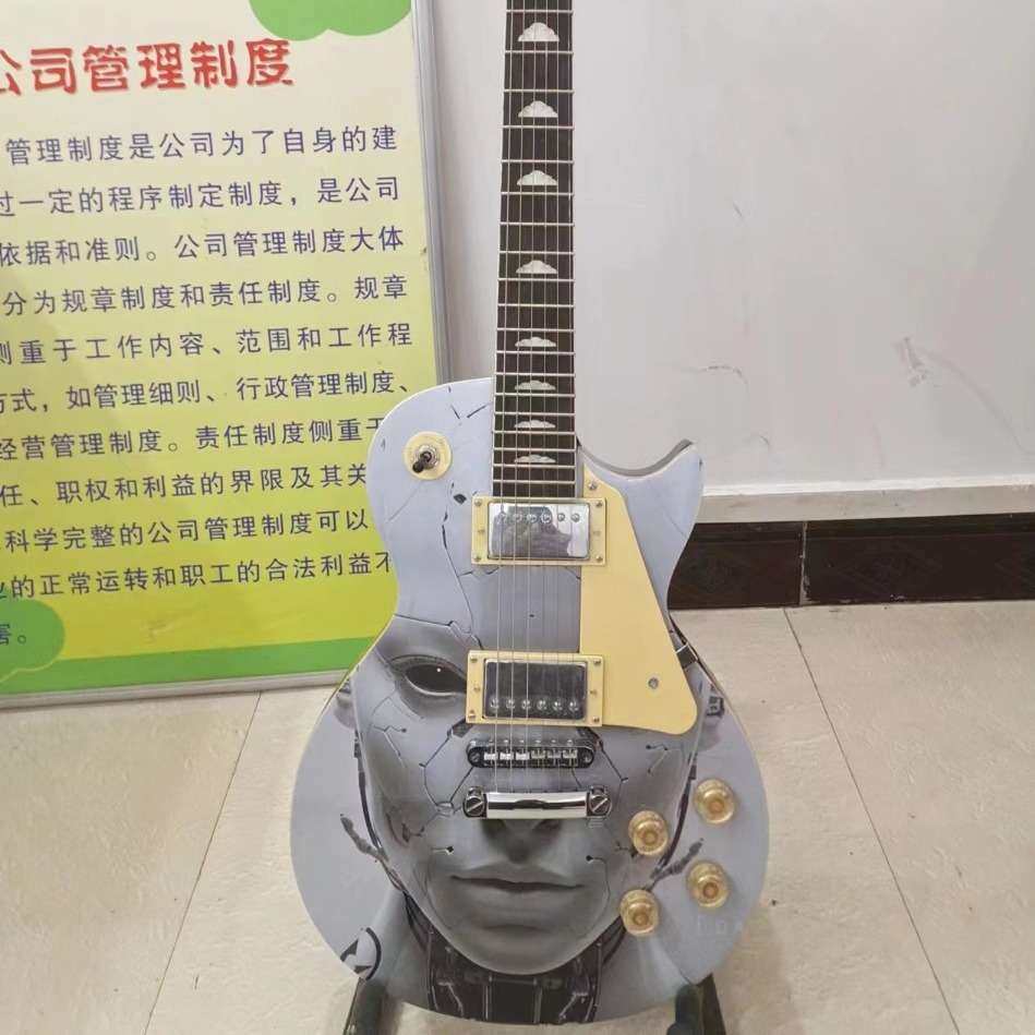 LP电吉他枫木头双双拾音器杨木琴体白品线22品指板雕花枫木乐器