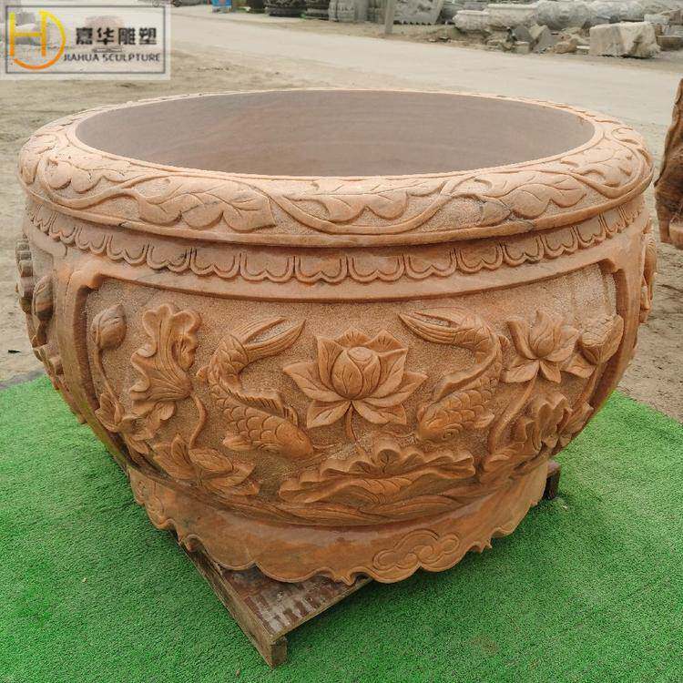 石雕鱼缸花盆青石半圆水缸石头石糟荷花缸户外庭院养鱼老式石缸