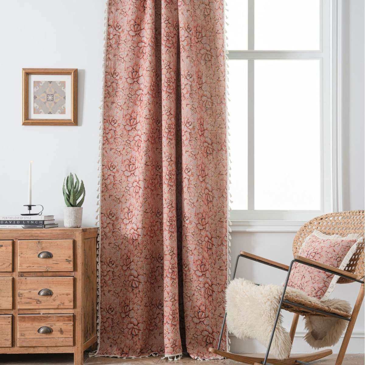 伊缦琪韵窗帘粉色多肉花朵提花流苏窗帘成品厨房帘飘窗半遮光,3C数码配件,其它配件,淘宝优惠券,粉丝福利购,淘宝优惠卷