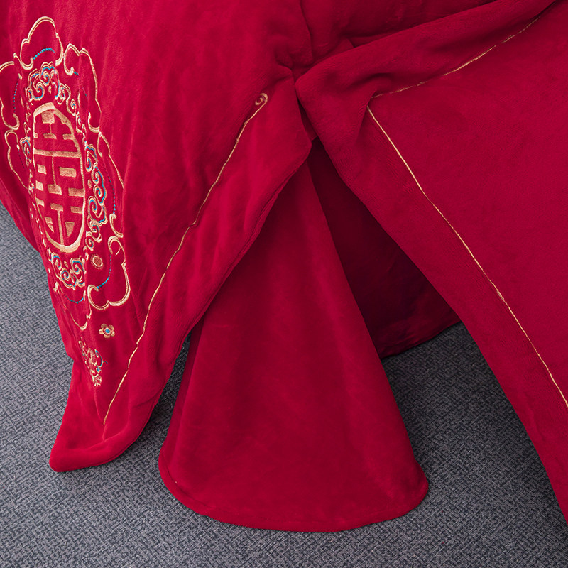 结婚女方陪嫁四件秋冬款加厚珊瑚绒被新婚庆法兰绒床品,床上用品,婚庆床品套件,淘宝优惠券,粉丝福利购,淘宝优惠卷