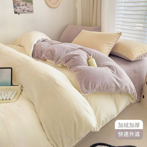 Four-piece Bed Set Single-piece Thickened Double-sided Coral