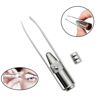 LED Stainless Steel Eyebrow Pliers Tweezers Eyebrow Tweezers