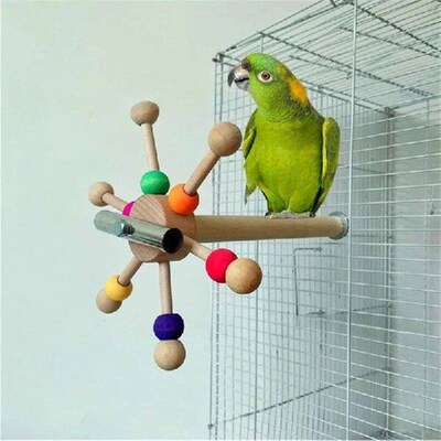 Wooden Sun Shaped Parrot Chewing Toy Educational Supplies