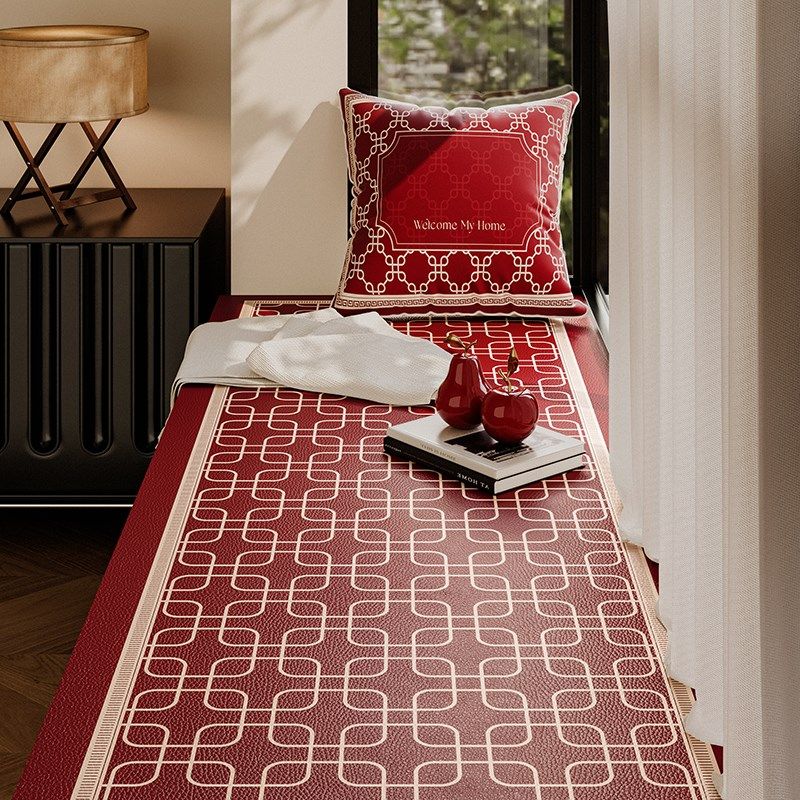 欢喜红色新年皮革床边地毯卧室床尾垫床下垫家用飘窗垫高级感,居家布艺,家用脚垫,淘宝优惠券,粉丝福利购,淘宝优惠卷