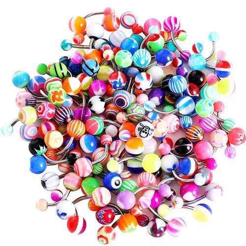 10/20/30/50 PCS Acrylic Belly Piercing Lot Bar Mix Belly But