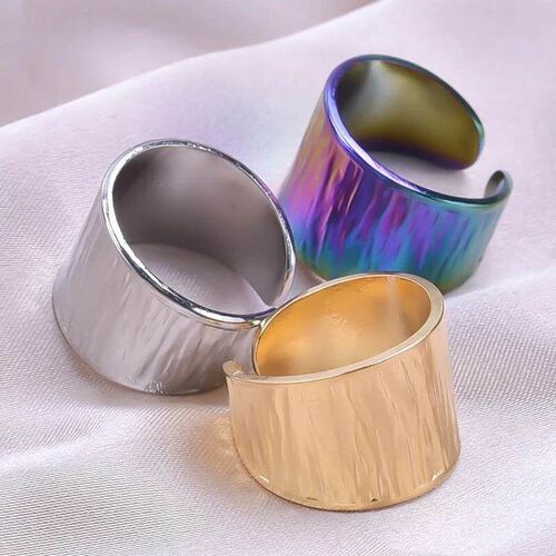 Stainless Steel Wide Rings For Women Men Irregular Personali
