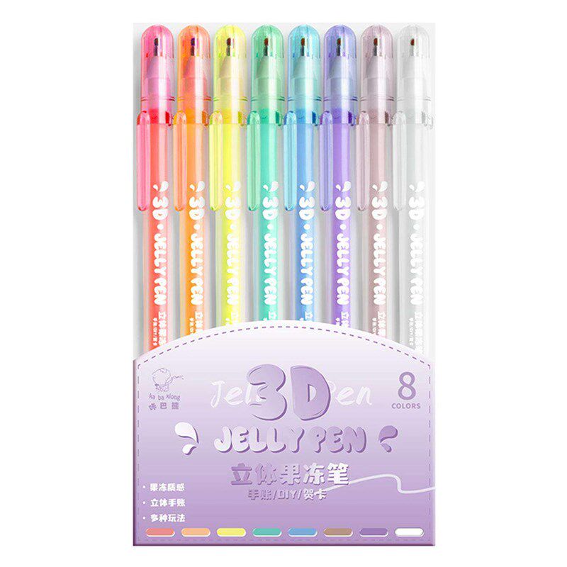 工厂好物果冻笔3d立体高颜值小学生彩色手账笔壳diy笔创意涂鸦绘