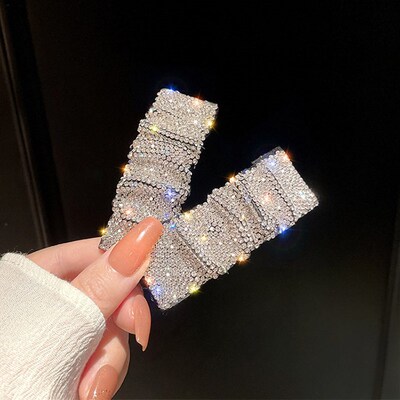 New hairpin wrinkled bangs clip back head full diamond BB cl