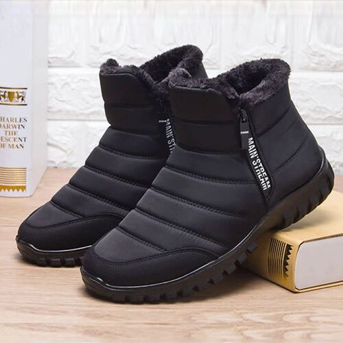 Mens Waterproof Snow Boots with Thick Plush Fur Booties ZIP