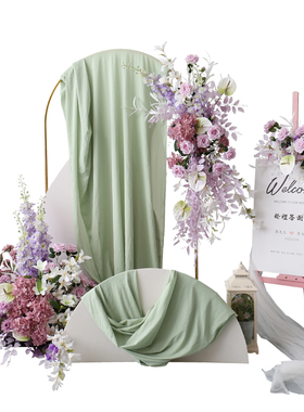 高级紫色婚庆花艺布场道具插花装成品迎宾水牌壁挂落地路引摆花