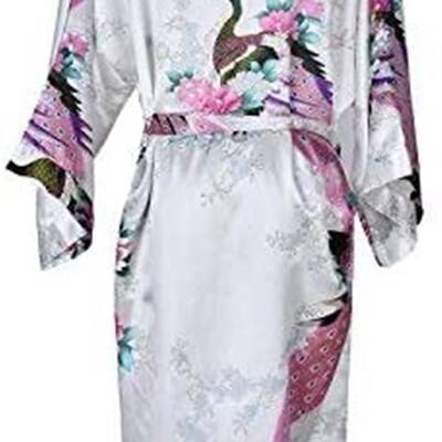 Silk Satin Wedding Bride Bridesmaid Robe Floral Bathrobe Sho