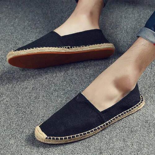 Women Sewing Flax Shoes Slip on Loafers Casual Shoes Man Esp