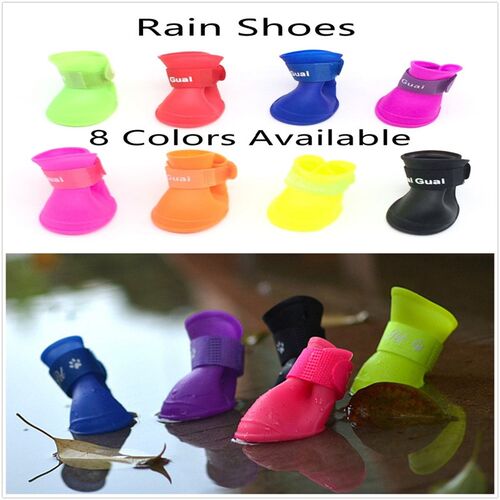 4pcs/set Dogs Shoes Colorful Dog Puppy Pet Shoes Boots PU S