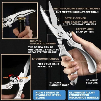 Kitchen Scissors Heavy Duty Meat Fruit Boning Fishing Huntin