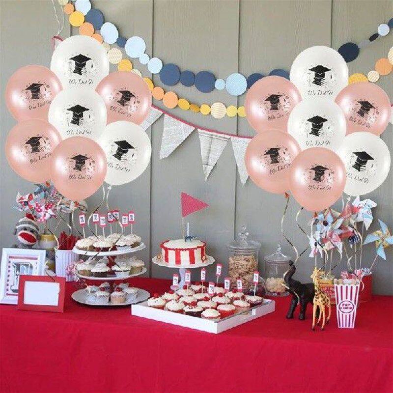 10pcs Graduation Balloons Graduate Bachelor Cap We Did It - 实物图