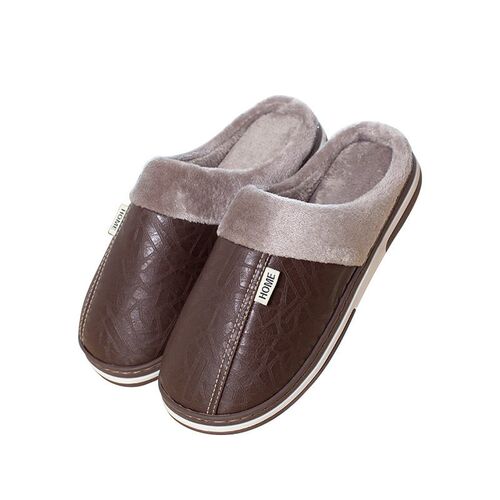 35-51 Size Household Cotton Slippers Women Pu Leather Wool P